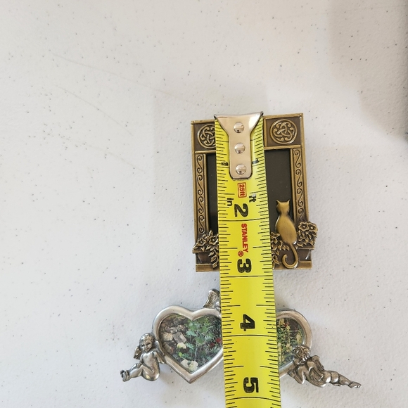 Vintage Eclectic Mini Photo Picture Frame Lot Of 3 Metal Angels Cat 1990s Ornate - Picture 9 of 10